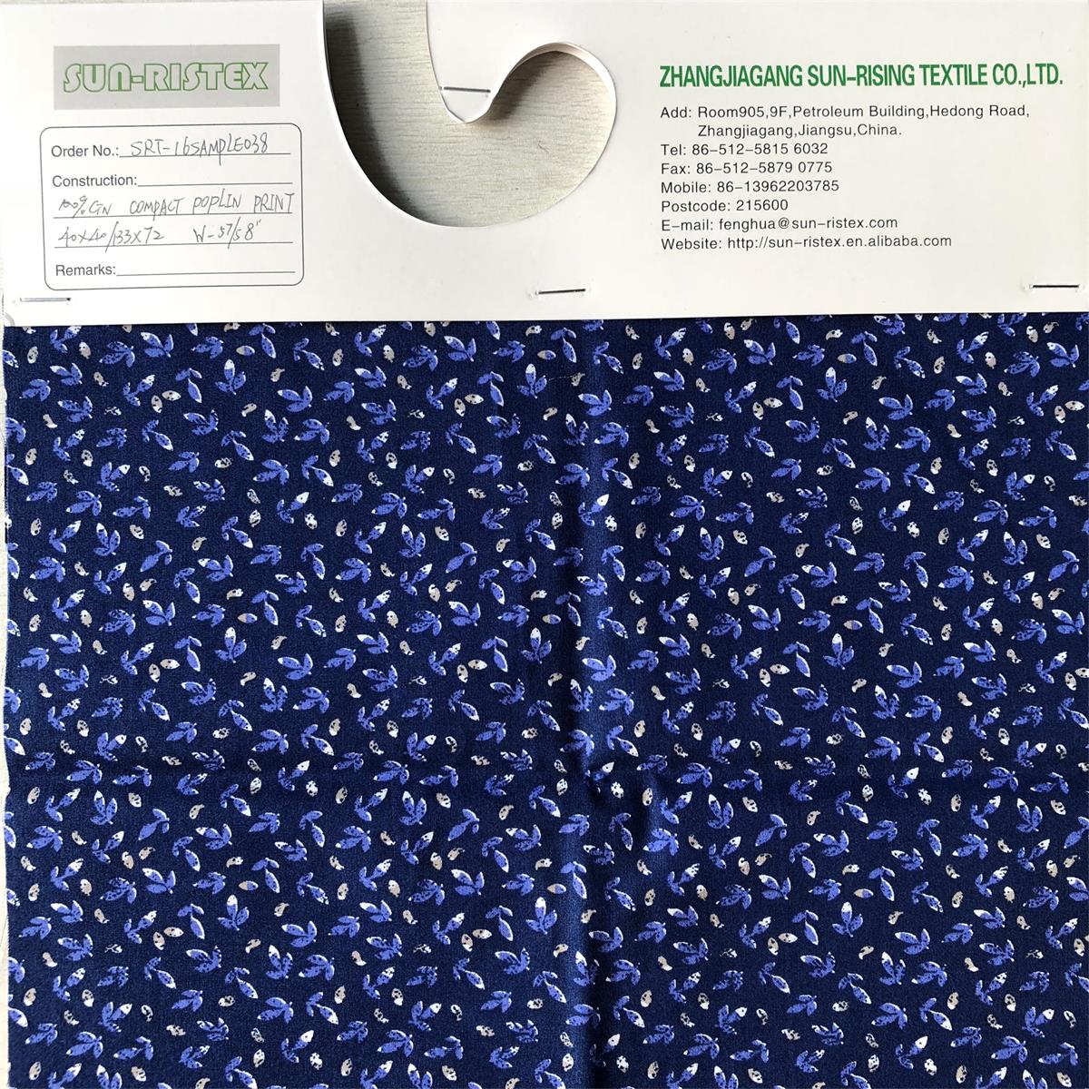 Sun-rising Textile Cotton Printed fabric fashion design soft comfortable 100% cotton poplin printed fabric for men's shirts