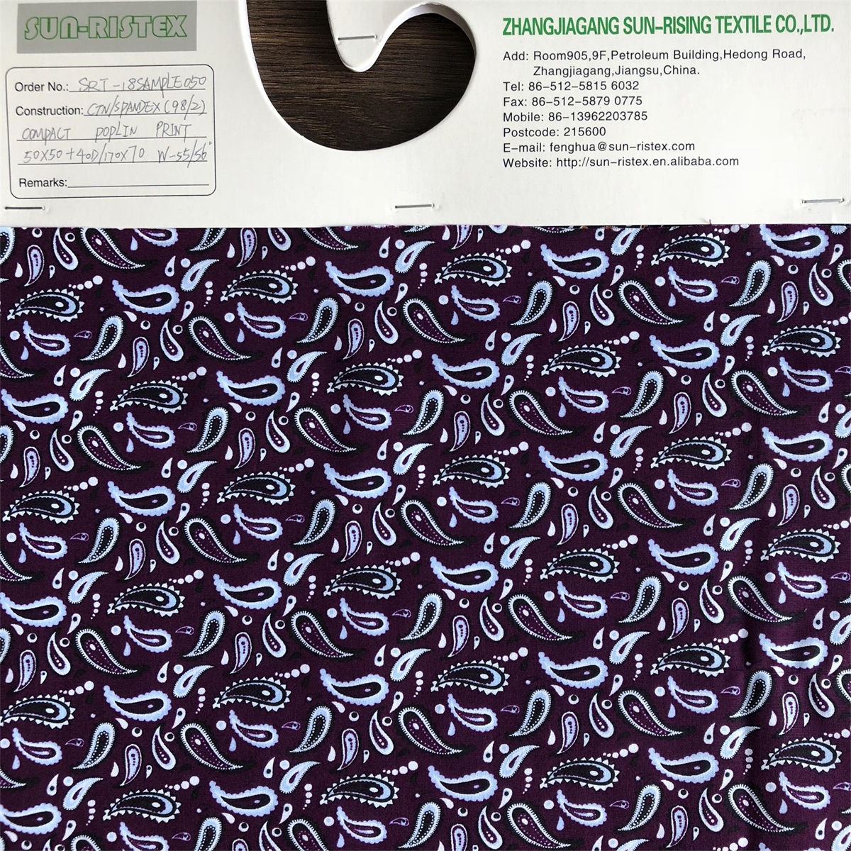 New fashionable pattern Spandex Fabric by compact yarn 98% cotton 2% spandex poplin printed shirts woven stretchy fabric