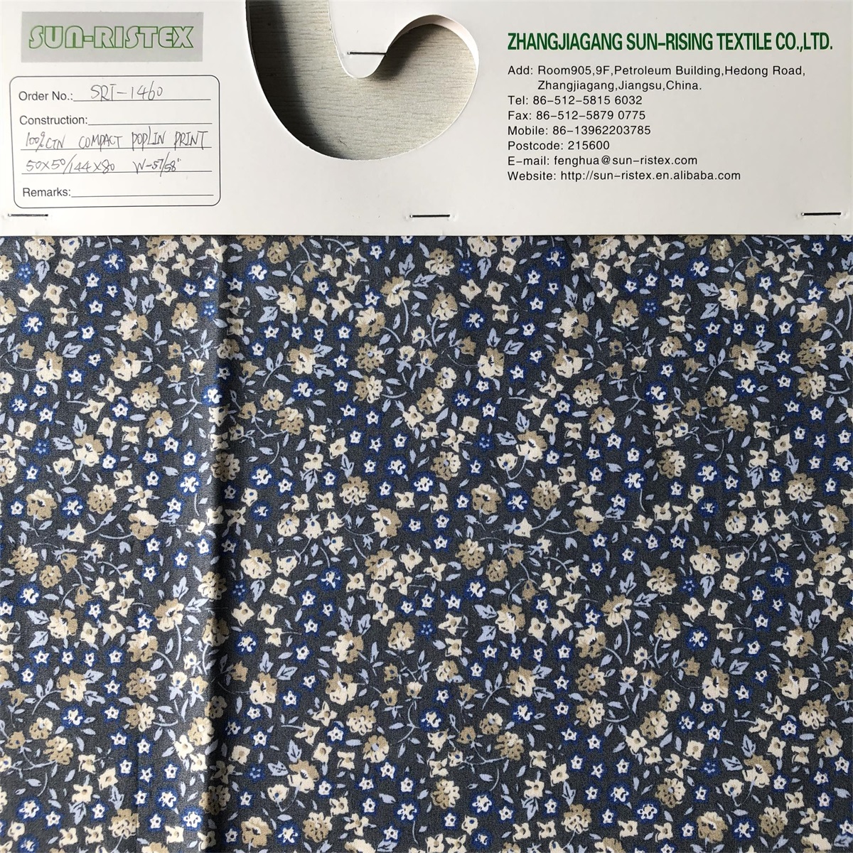 Sun-rising Textile Cotton fabric 50S compact yarn soft for men's shirts 100% cotton poplin printed shirts woven fabric