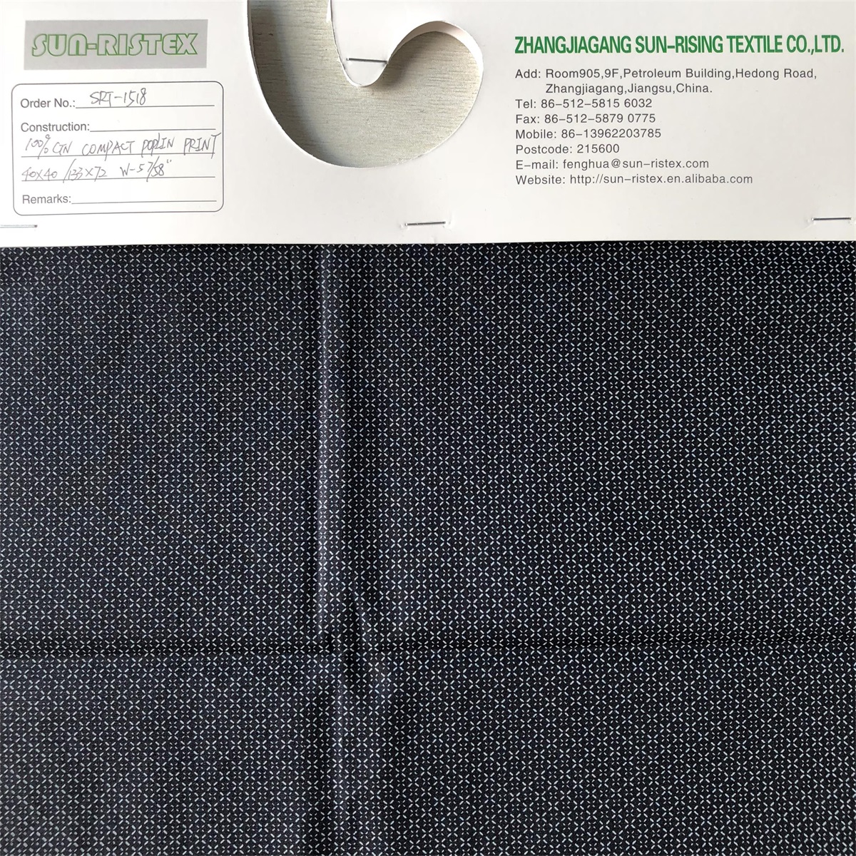 Sun-rising Textile Cotton fabric hot sale fashion design 100% cotton poplin printed fabric for men's casual shirts