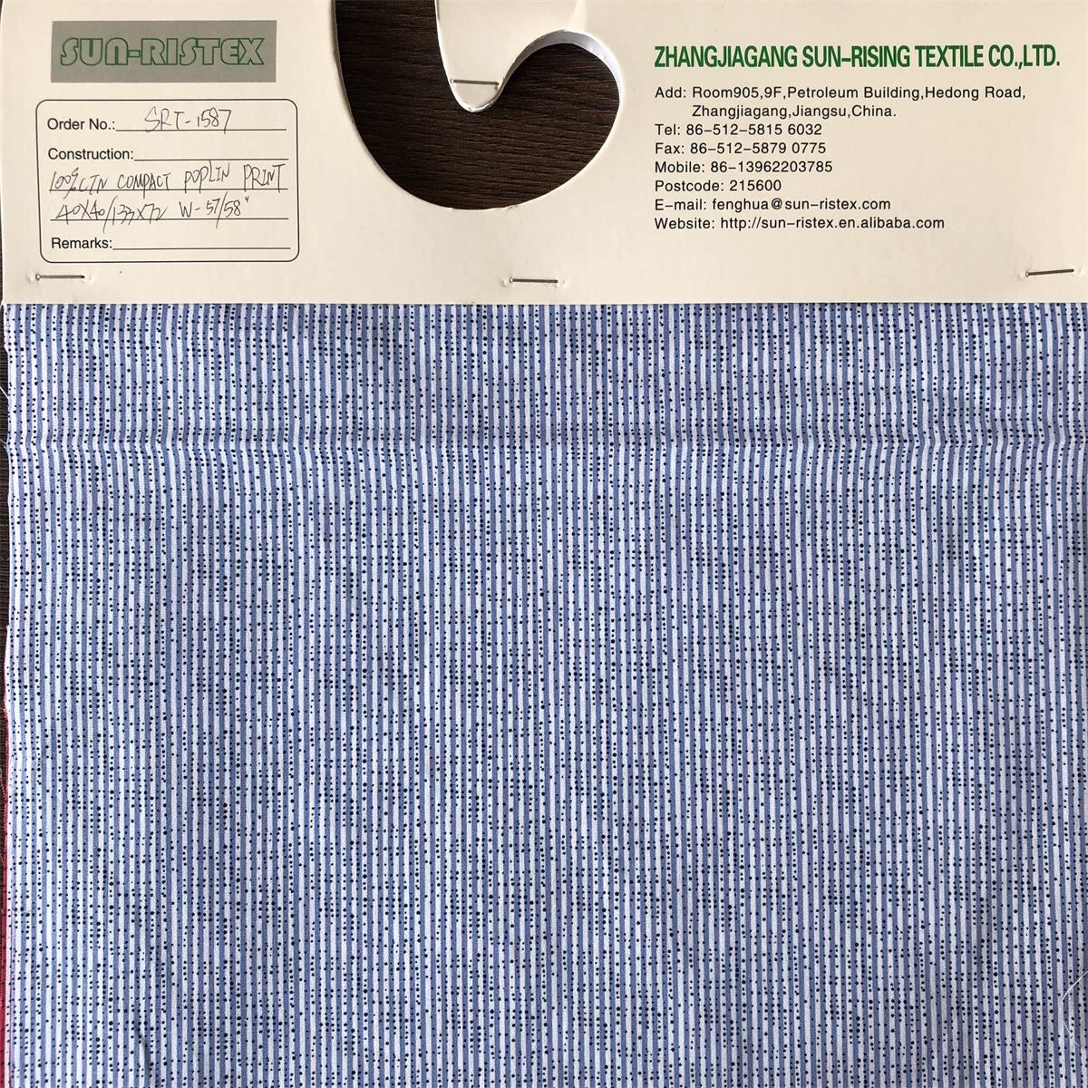 Sun-rising Textile Cotton Printed fabric high quality Eco-friendly 100% cotton poplin printed woven fabric for men's shirts