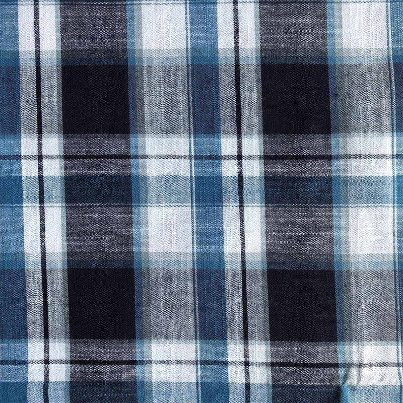 New fashionable pattern Yarn Dyed Fabric by indigo dyed yarn 100% cotton yarn dyed plain slub check shirts woven fabric