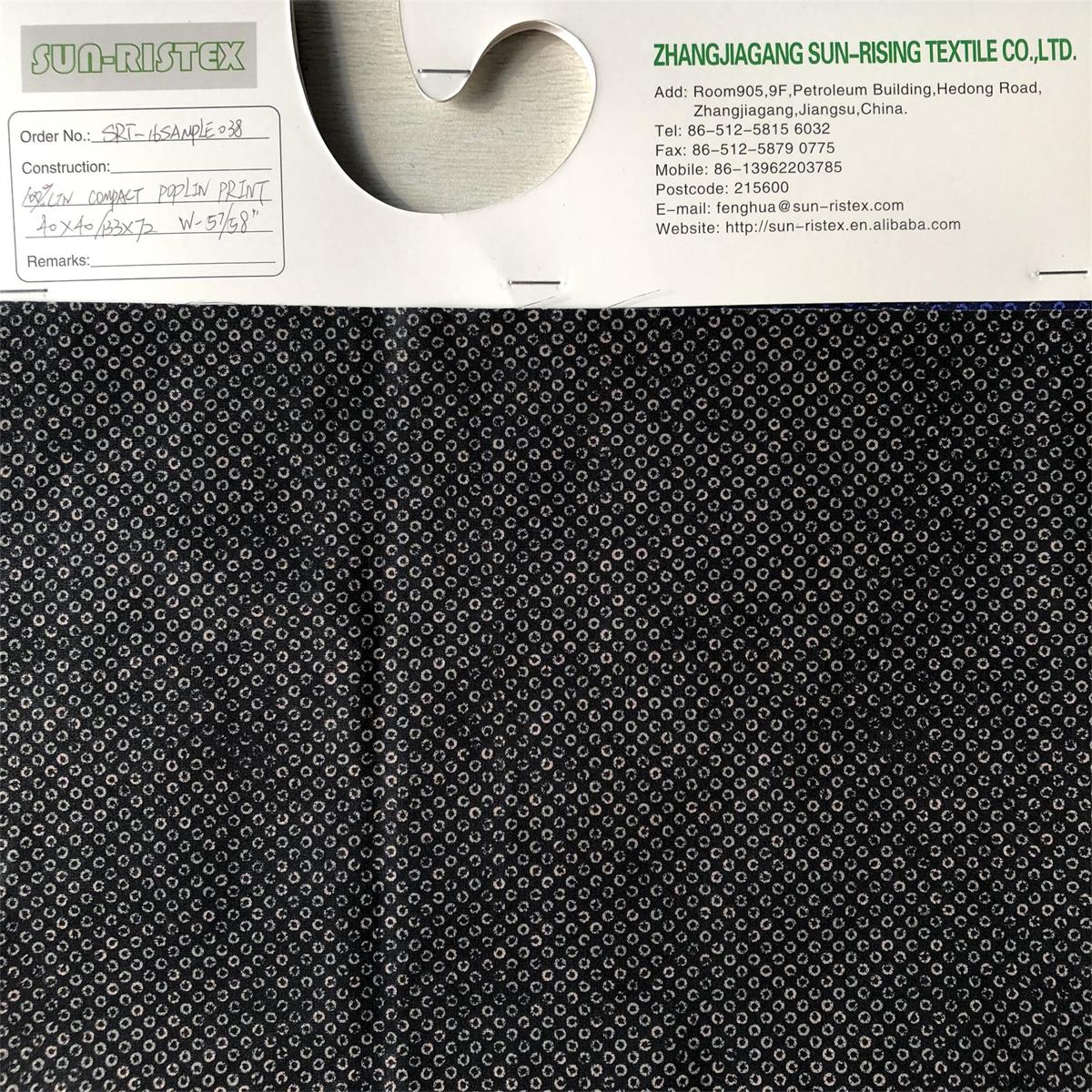 Sun-rising Textile Cotton fabric new fashionable pattern 100% cotton poplin printed fabric for men's casual shirts