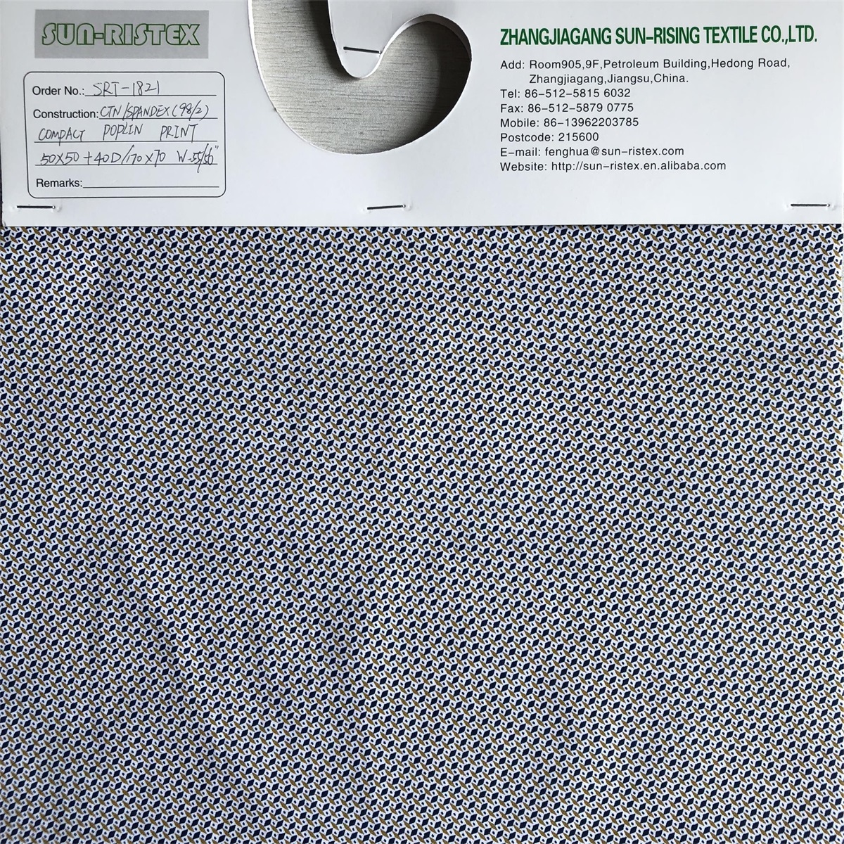 New fashionable pattern Spandex Fabric by compact yarn 98% cotton 2% spandex poplin printed shirts woven stretchy fabric