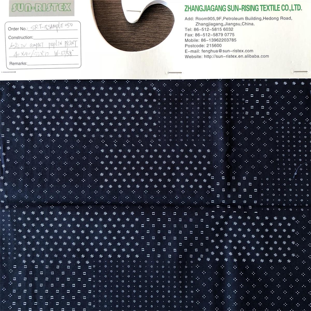 Sun-rising Textile Cotton fabric for men's shirts 100% cotton poplin printed shirts woven fabric soft comfortable