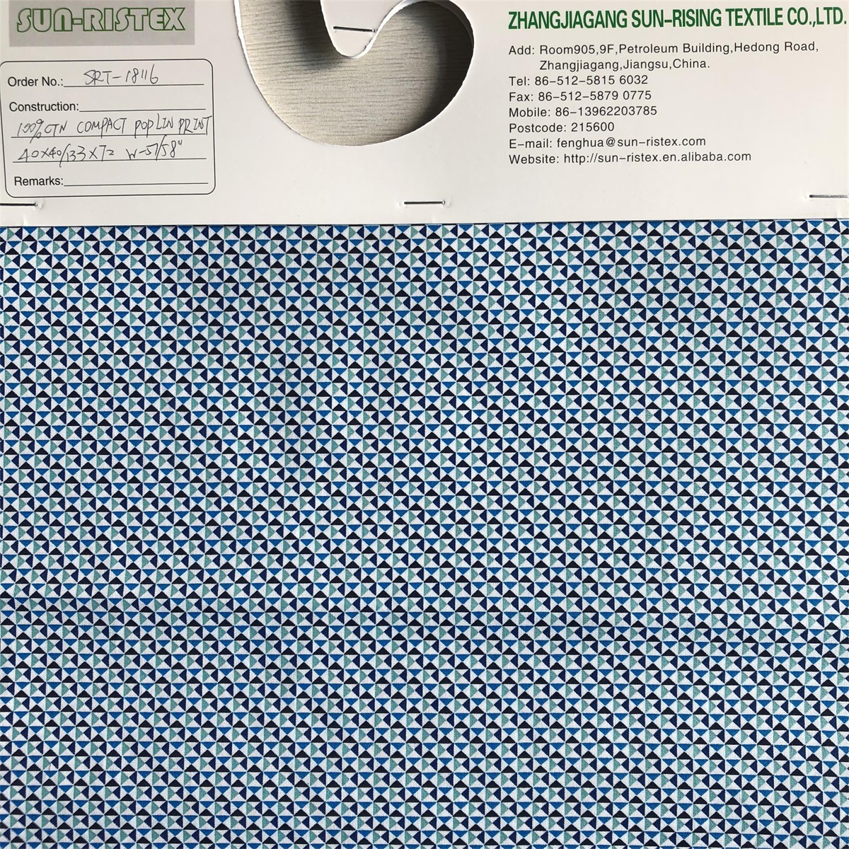 Sun-rising Textile Cotton Printed fabric customized pattern 100% cotton poplin printed shirts woven fabric for men's casual shirt