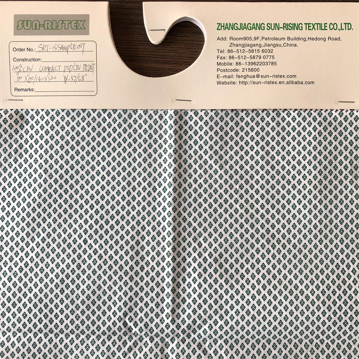 Sun-rising Textile Cotton Printed fabric 60S compact yarn soft comfortable men's shirts 100% cotton poplin printed shirts fabric