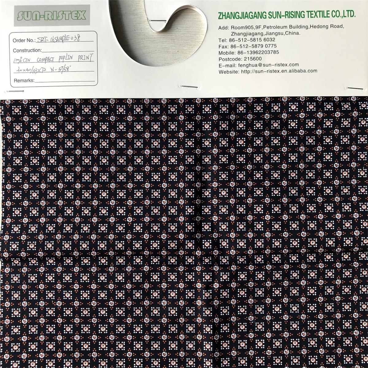 Sun-rising Textile Cotton fabric high quality Eco-friendly 100% cotton poplin printed woven fabric for men's shirts